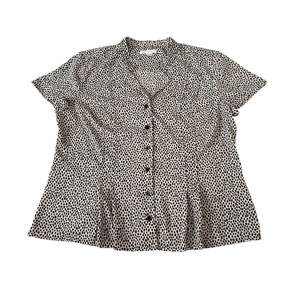 Dana Buchman Tan/Black Polka Dot Blouse Womens Size L